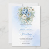 Garden Bohemian Pastel Blue White Peony Wedding Kaart (Voorkant)