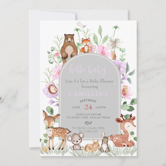 Garden Boho Arch Enchanted Baby shower Invitation Kaart (Voorkant)