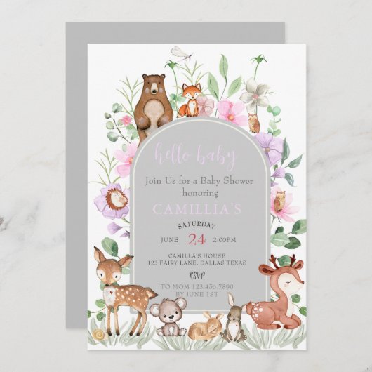 Garden Boho Arch Enchanted Baby shower Invitation Kaart (Voorkant / Achterkant)
