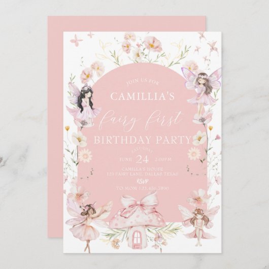 Garden Boho Arch Enchanted Fairy Eerste Verjaardag Kaart (Voorkant / Achterkant)