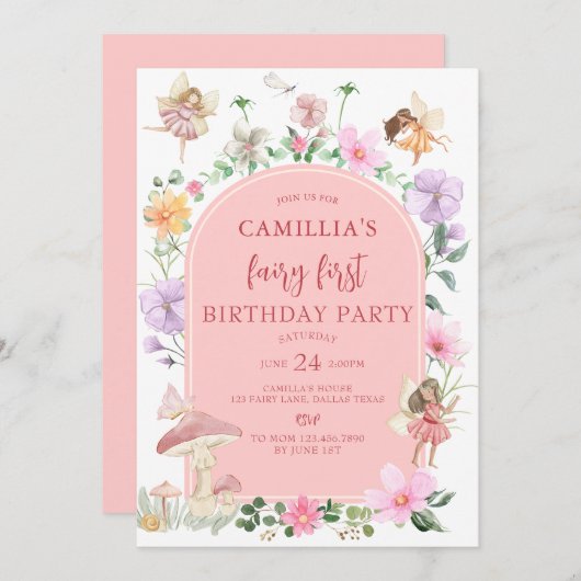 Garden Boho Arch Enchanted Fairy Eerste Verjaardag Kaart (Voorkant / Achterkant)