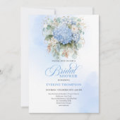 Garden Boho Blue Hydrangea Bridal Shower Invitatio Kaart (Voorkant)