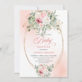 Garden Boho Blush Roses Girl Baby Shower Invites Kaart (Voorkant)