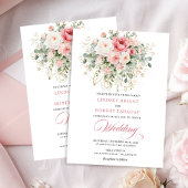 Garden Boho Blush Roses Wedding Invitation Kaart