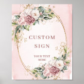 Garden Boho Dusty Pink Floral Custom Sign Poster (Voorkant)