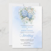 Garden Boho Pastel Blue Hydrangea Wedding Invite Kaart (Voorkant)