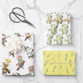 Garden Bouquets en Vogels Inpakpapier Vel