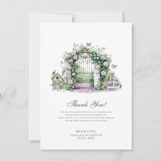 Garden bruiloft bedankt je kaart (Voorkant)