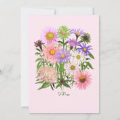 Garden bruiloft Noemische roze bloemen Kaart (Achterkant)