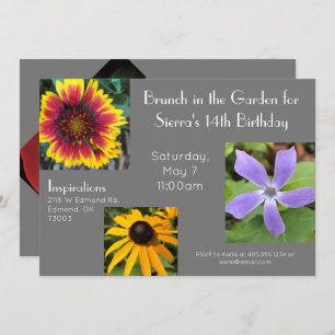 Garden Brunch Party Birthday Invitation Kaart
