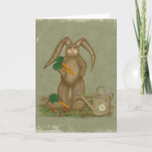 "Garden Bunny"- Pasen- voorjaar- Wenskaart Feestdagen Kaart (Voorkant)