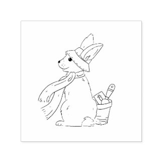 Garden Bunny Rubber Stamp Zelfinktende Stempel
