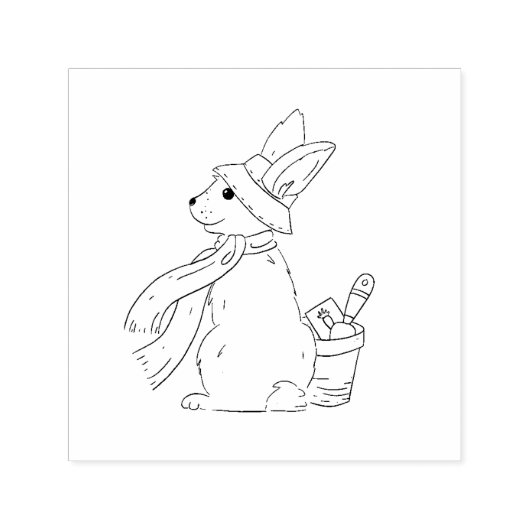 Garden Bunny Rubber Stamp Zelfinktende Stempel (Design)
