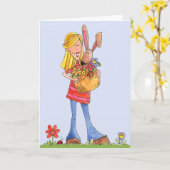 Garden Bunny - Wenskaart Kaart (Gele Bloem)