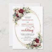 Garden Burgundy Bohemian Floral Wedding Invite Kaart (Voorkant)