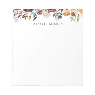 Garden Burgundy Floral Notitieblok