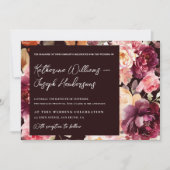 Garden Burgundy Script calligraphy Details Wedding Kaart (Voorkant)