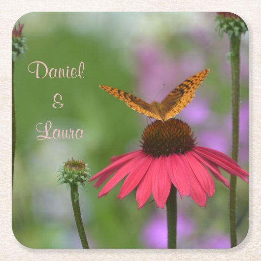 Garden Butterfly Wedding Kartonnen Onderzetters (Voorkant)