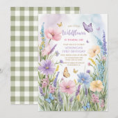Garden Butterfly Wildflower 1e verjaardag Kaart (Voorkant / Achterkant)