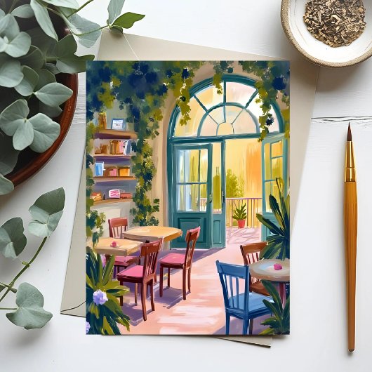 Garden Cafe | Botanical Watercolor Painting Briefkaart