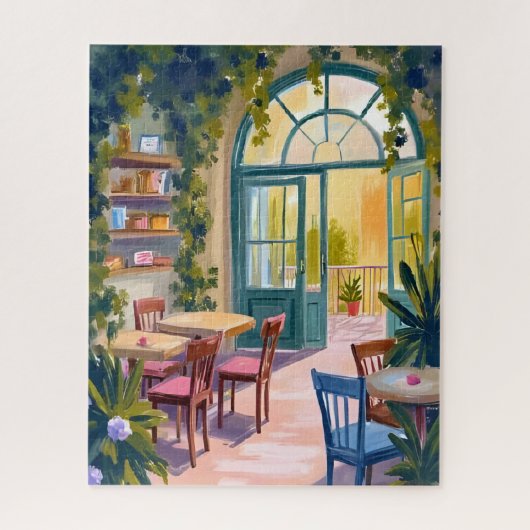 Garden Cafe | Botanical Watercolor Painting Legpuzzel (Verticaal)