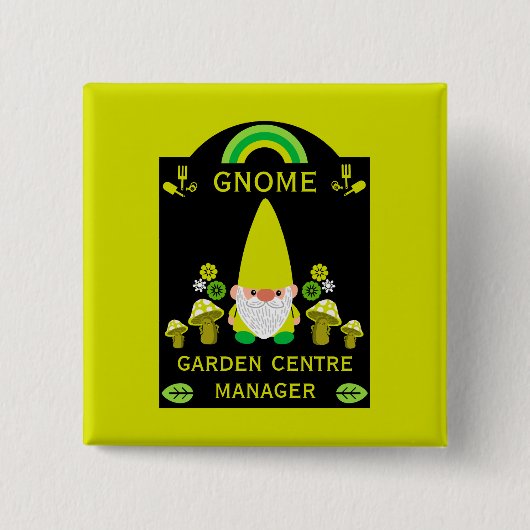 Garden Center Gnome Vierkante Button 5,1 Cm (Voorkant)