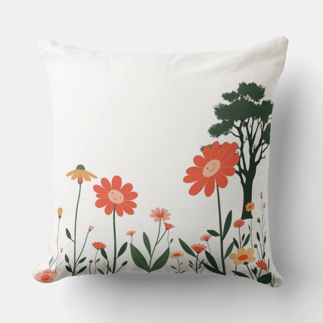 Garden Charm – Colorful Botanical Pillow Kussen (Voorkant)