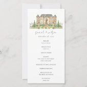 Garden Chateau Waterverf Wedding Program Card Bedankkaart (Voorkant)