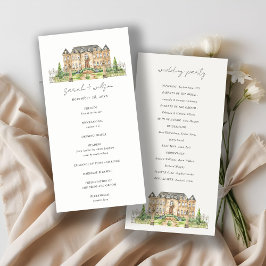 Garden Chateau Waterverf Wedding Program Card Bedankkaart