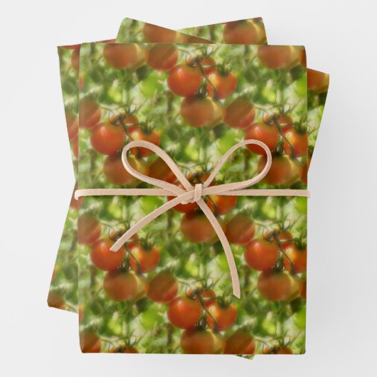 Garden Cherry Tomates Natuur Pattern Inpakpapier Vel (In situ)