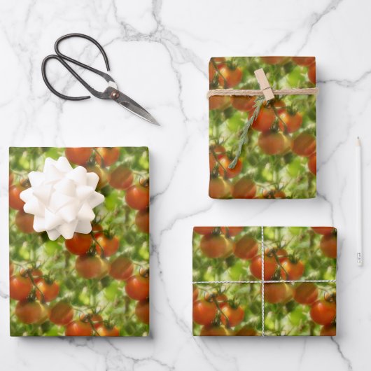 Garden Cherry Tomates Natuur Pattern Inpakpapier Vel (Voorkant)