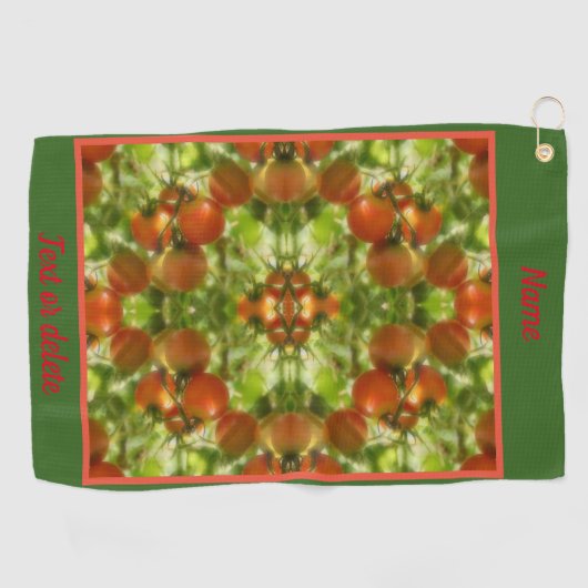 Garden Cherry Tomatoes Abstract gepersonaliseerd Golfhanddoek (Horizontaal)
