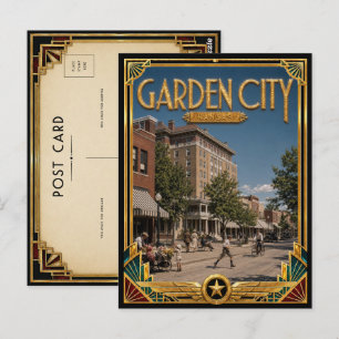 Garden City Kansas Vintage Art Deco Gouden Tijdper Briefkaart