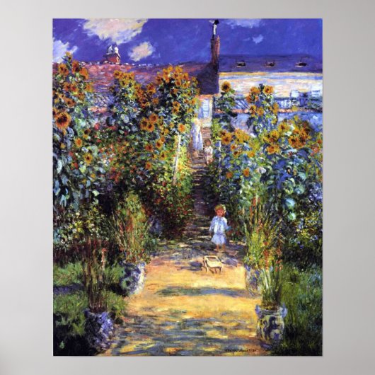 Garden Claude Monet Summer Sunflower Flowers Poster (Voorkant)