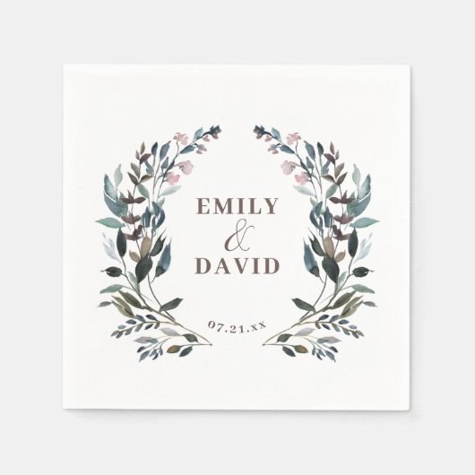 Garden Crest Bloemachtige Trouwnaam en -datum Servet (Voorkant)