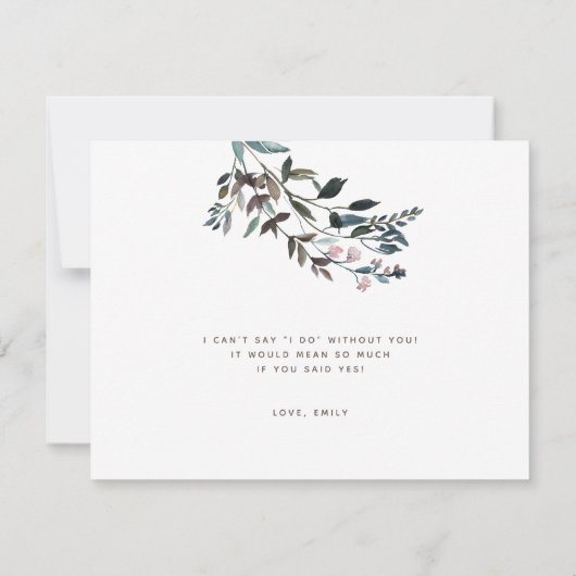 Garden Crest Blue Floral bruidsmeisje Maid of Hono Kaart (Achterkant)