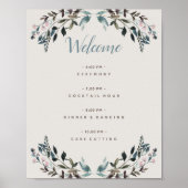 Garden Crest Eggshell Floral Wedding Programme Poster (Voorkant)