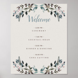 Garden Crest Eggshell Floral Wedding Programme Poster