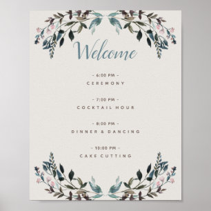 Garden Crest Eggshell Floral Wedding Programme Poster