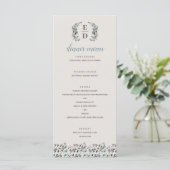 Garden Crest | Eggshell | Monogram bruiloft Menu (Staand voorkant)