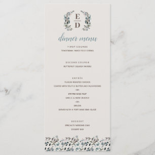Garden Crest   Eggshell   Monogram bruiloft Menu