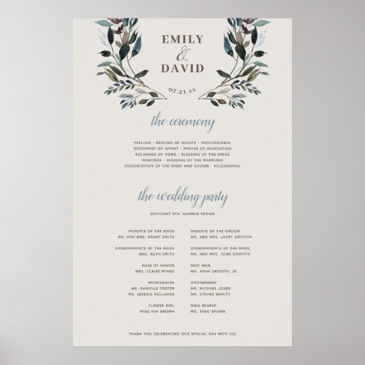 Garden Crest | Eggshell | Ondertekening Ceremprogr Poster (Voorkant)