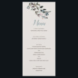 Garden Crest | Eggshell | Trouwscript Menu<br><div class="desc">Deze elegante en chic huwelijksmenu bevat geschilderde waterverf bloemen in blauwe en roze tinten en wordt geleverd met een bijpassend bloemmotief aan de achterzijde. Personaliseer het met je eigen tekst met behulp van de meegeleverde sjablonen. De achtergrondkleur is ingesteld op een neutrale eierschaal kleur en past bij onze "Garden Crest"...</div>