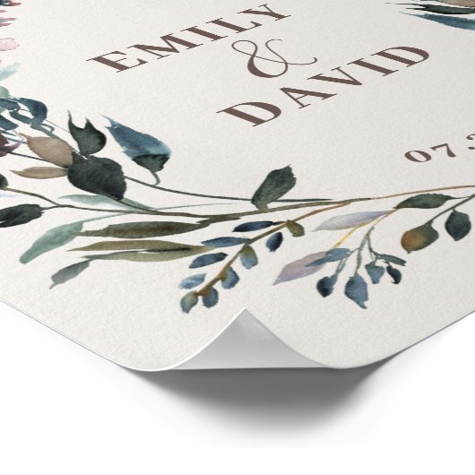 Garden Crest | Eggshell | Welkom bruiloft Poster (Hoek)