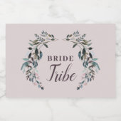 Garden Crest Floral Bride Tribe Calligraphy Mauve Sparkling Wijnetiket (Enkel label)