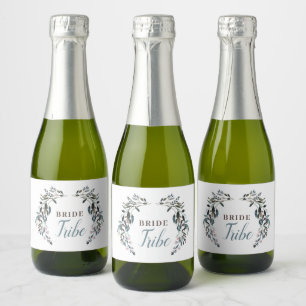 Garden Crest Floral Bride Tribe Kalligrafie Sparkling Wijnetiket