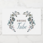 Garden Crest Floral Bride Tribe Kalligrafie Sparkling Wijnetiket (Enkel label)