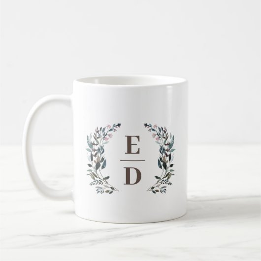 Garden Crest | Floral Wedding Monogram Koffiemok (Links)
