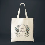 Garden Crest Floral Wedding Mrs Wife Paars Tote Bag<br><div class="desc">Deze elegante en chic canvas tas is voorzien van de nieuwe naam van de bruid,  omringd door waterkleurige florale en bladeren. Geweldig als cadeau voor de nieuwe bruid-te-be. Dit is onderdeel van ons 'Garden Crest' bruiloft collectie.</div>
