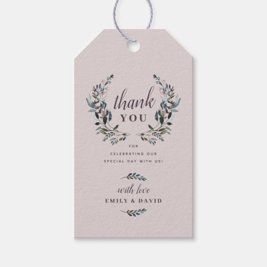 Garden Crest | Mauve Floral Wedding Bedankt Cadeaulabel (Voorkant)